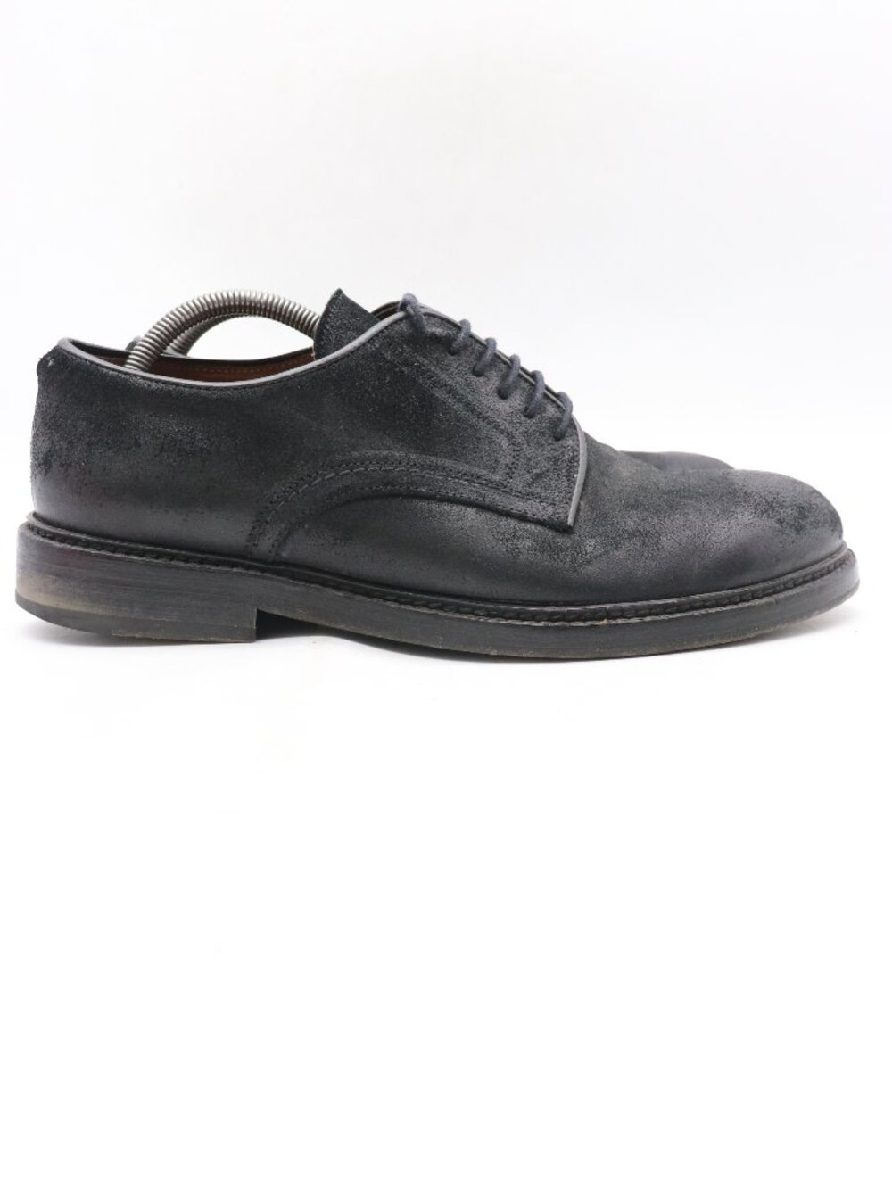 Barney's New York  Men's Size 9 M Black Waxed Suede Dress Shoes Made in Italy
